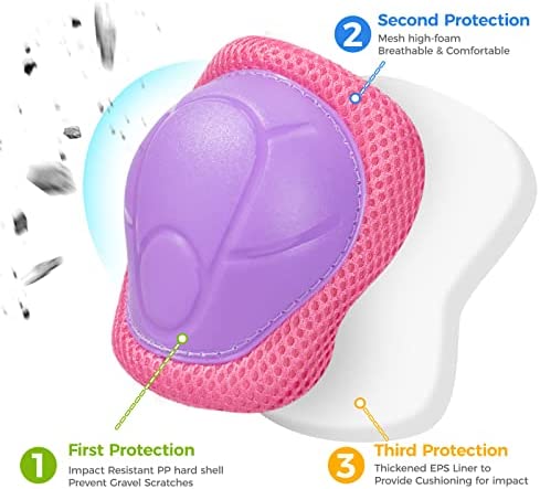 BOSONER Kids/Youth Knee Pads Elbow Pads Guards Set for for Multi Sports Roller Skates Skateboarding. Inline Roller Skating Cycling Biking BMX Bicycle Scooter,Wrist Guards for Multi-Sports Outdoor. - Image 4