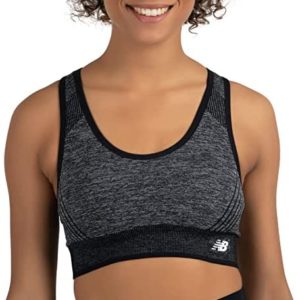 New Balance Women's Seamless MID Impact Heather Keyhole Sport Bra with Removable Pads