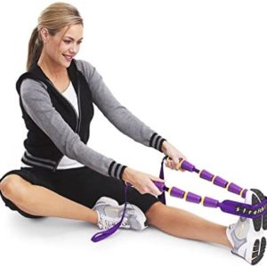 StretchRite Physical Therapy Full Body Stretching Strap with Patented Easy Grip Handles for Sore and Tight Muscles, Includes Coaching Guide (Purple/Yellow)