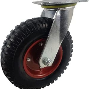 KUANMIN Heavy Duty Casters, 6 inch Steel Plate Rubber Wheel Ball Bearing Heavy Duty Industrial Casters, Swivel Caster Wheel