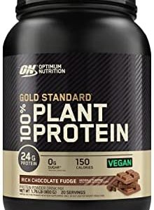 Optimum Nutrition Gold Standard 100% Plant Based Protein Powder, Gluten Free, Vegan Protein for Muscle Support and Recovery, Amino Acids, BCAA - Rich Chocolate Fudge, 20 Servings