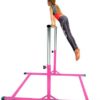 Athletic Bar Gymnastics Kip Bar Horizontal Bar + 4x6 Tumble Mat Professional Junior Gymnastic Training High Bar Asymmetric Bar 13 Level Height Adjustable Expandable 3 to 5 FT Indoor Outdoor Use (Pink) - Image 5