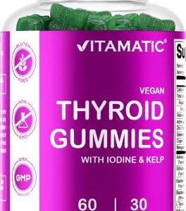 Vitamatic Vegan Thyroid Support Gummies with Iodine & Kelp - 60 Count - Improve Your Energy & Increase Metabolism - Plant Based