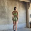 OQQ Women's 3 Piece High Waist Workout Shorts Butt Lifting Tummy Control Ruched Booty Smile Yoga Short Pants - Image 5