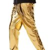 LucMatton Mens Metallic Shiny Jogger Sweatpants Disco Party Elastic Trousers - Image 2
