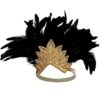 BABEYOND Carnival Feather Headpiece Showgirl Headband Women's Feather Pageant Headband 1920s Flapper Headband (Gold Crystal) - Image 5