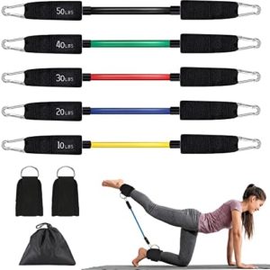 hugeneroy Ankle Resistance Bands - Ankle Tube Band with Adjustable Straps - 5 Resistance Bands with Light, Medium & Heavy Resistance Levels for Women & Men Easy Workout