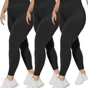 HLTPRO 3 Pack Plus Size Leggings for Women(X-Large - 4X)- High Waist Stretchy Buttery Soft Yoga Pants for Workout Running