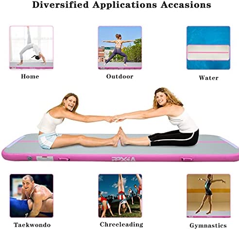 PPXIA Gymnastics Mat Inflatable Tumbling Mat 4 inches Thickness Air Floor Tumble Track Air Track Set with Pump for Training Cheerleading Home Use Beach Park and Water Use - Image 7