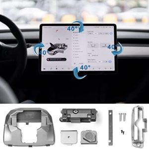 Tesla Model 3 Model Y Screen Swivel Mount,40° Rotating Holder for 2017-2022 Model 3/2020-2022 Model Y GPS Navigation Rotation Stand Central Console Vehicle Mounts with Four Direction Adjustments