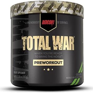 REDCON1 Total War Preworkout, Green Apple - Beta Alanine + Citrulline Malate Pre Workout Powder with Taurine & 320 mg of Caffeine SVG - Vegan & Keto Friendly Workout Supplement (30 Servings)