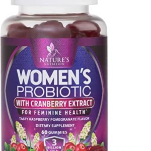 Women’s Probiotic Gummies with Cranberry, Vegan Probiotic Strains, 3 Billion CFU Guaranteed, Supports Digestive, Immune, Urinary, & Vaginal Health, Nature's Non-GMO Gummy - 60 Gummies