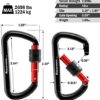 FresKaro 12kN Locking Carabiner Clips, Screw-Gate Lock, Heavy Duty 7075 Aluminium Material, Lightweight Easy Carry, Strong and Durable for Key, Keychain, Hammock, Dog Leash, D Shaped, Black - Image 4