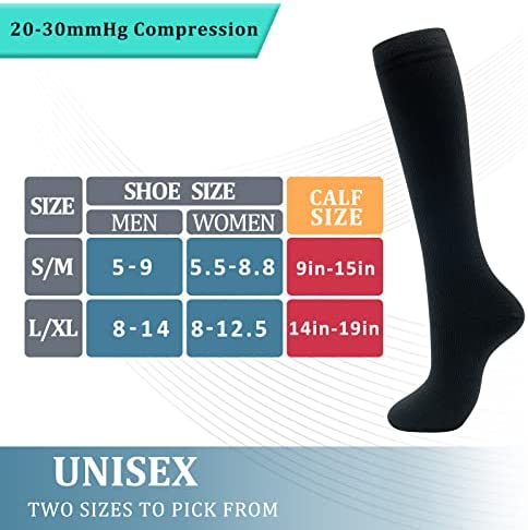 fenglaoda Compression Socks for Women & Men 20-30mmHg Knee High Nurse Pregnant Medical Running Travel Athletic socks - Image 2