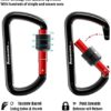 FresKaro 12kN Locking Carabiner Clips, Screw-Gate Lock, Heavy Duty 7075 Aluminium Material, Lightweight Easy Carry, Strong and Durable for Key, Keychain, Hammock, Dog Leash, D Shaped, Black - Image 3