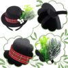WILLBOND Christmas Headbands Mini Top Hat Headband 2 Pieces Christmas snowman Black Top Hat Headband Child Christmas Mistletoe Costume Headband with Plaid Band Holly and Berries for Holiday Craft - Image 4