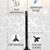 Black Self-Standing Cane with Comfortable Soft Grip & Stylish Rhinestones Strap - Image 2