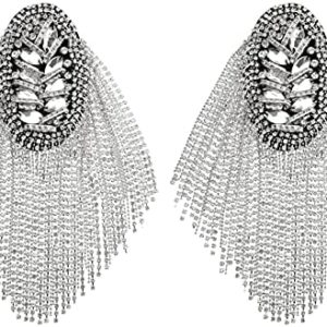 FENICAL Tassel Epaulet Rhinestone Shoulder Board Costume Shoulder Badge Decor for Man Women(Gold)