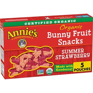 Annie's Organic Summer Strawberry Bunny Fruit Snacks, Gluten Free, 0.8 Ounce (Pack of 5)