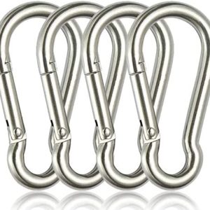 Rtudan 4 Inch Spring Snap Hook Carabiner - 304 Stainless Steel Snap Hook Heavy Duty Carabiner Clip