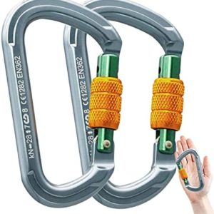 SOB Carabiner Caribeener Clips Heavy Duty Large Alloy Steel D Ring Shape Locking Carabiner for Hammock,Keychain,Outdoor,Camping,Hiking,Dog Leash Harness