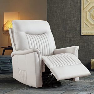 RIHEREFY Swivel Glider Recliner, Swivel Rocker Recliner Chairs with 2 Side Pockets, Manual Recliner Chair with Rocking Function, 360 Swivel Rocking Chair for Living Room, Technical Fabric (1)