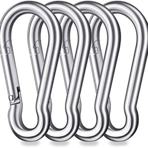 3 Inch Stainless Steel Spring Snap Hook Carabiner, 316 Stainless Steel Clips, Small Carabiner Set of 4