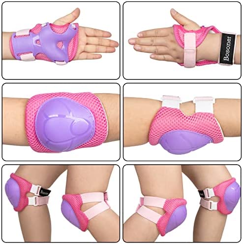 BOSONER Kids/Youth Knee Pads Elbow Pads Guards Set for for Multi Sports Roller Skates Skateboarding. Inline Roller Skating Cycling Biking BMX Bicycle Scooter,Wrist Guards for Multi-Sports Outdoor. - Image 2