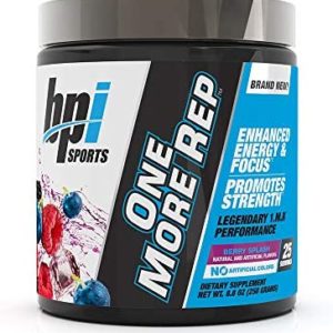 BPI Sports One More Rep Pre-Workout Powder - Increase Energy and Stamina - Intense Strength - Recover Faster - Beetroot - Carnitine - Citrulline - Berry Splash - 25 Servings - 8.8 oz.