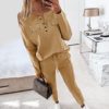 Cnebo Womens 2 Piece Tracksuit Joggers 2 Piece Seamless Long Sleeve Tops High Waist Leggings 2 Piece Outfits Sweatsuit - Image 2