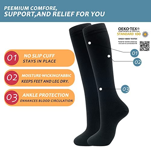 fenglaoda Compression Socks for Women & Men 20-30mmHg Knee High Nurse Pregnant Medical Running Travel Athletic socks - Image 3