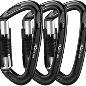 Storesum UIAA Certified Climbing Carabiner -3 Pack 24KN (5400 lbs) Carabiner Heavy Duty Locking Carabiner Clip Climbing Gear for Rock Climbing Gear,Camping,Climbing Equipment,Large Carabiner