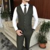 Wangyue Men's Pinstripe Suit Slim Fit 3 Piece Suits Notch Lapel Pinstripe Suit Formal Wedding Business Suit - Image 4