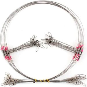 Scotank Fishing Leaders, Fish Line Stainless Steel Wire with Swivels Snap Connect Fishing Gear and Equipment Tackle Kit, for Lures Bait Rig Or Hooks, Fishing Gift