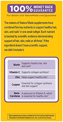 Nature Made Hair Skin and Nails with Biotin 2500 mcg, Dietary Supplement For Healthy Hair Skin and Nails Support, 120 Softgels, 120 Day Supply - Image 8