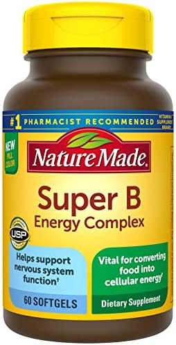 Nature Made Super B Energy Complex, Dietary Supplement for Brain Cell Function Support, 60 Softgels, 60 Day Supply
