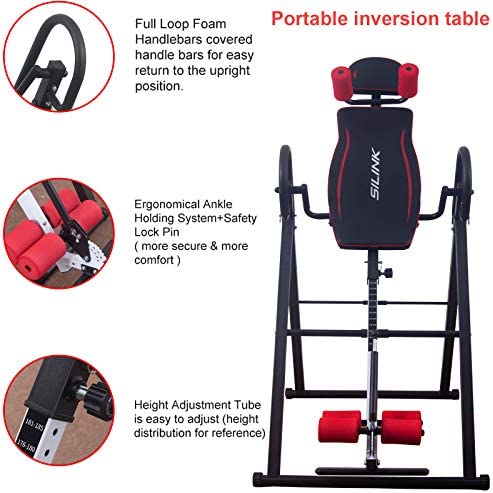 Polar Aurora Heavy Duty Gravity Inversion Table with Headrest & Adjustable Protective Belt Back Stretcher Machine for Pain Relief Therapy - Image 4