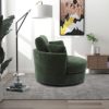 HomSof Accent Barrel Chair and Half 3 Pillows 360 Degree Swivel Round Sofa, Green/Chenille - Image 3