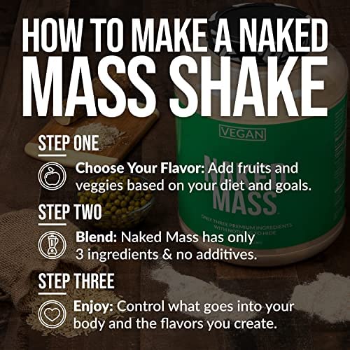 Naked Vegan Mass – Natural Vegan Weight Gainer Protein Powder – 8lb Bulk, GMO Free, Gluten Free, Soy Free & Dairy Free. No Artificial Ingredients – 1,230 Calories – 11 Servings - Image 6