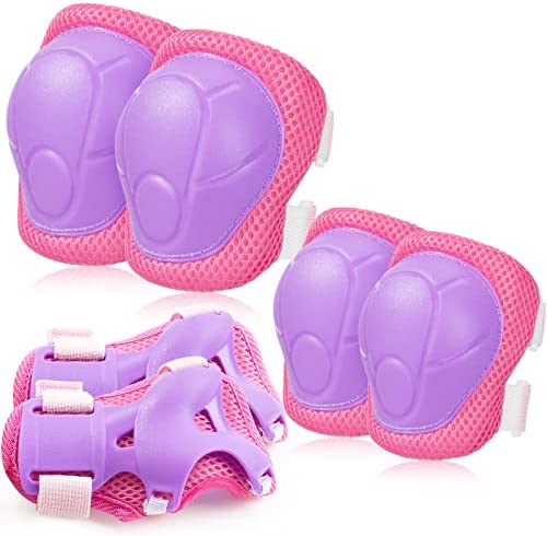 BOSONER Kids/Youth Knee Pads Elbow Pads Guards Set for for Multi Sports Roller Skates Skateboarding. Inline Roller Skating Cycling Biking BMX Bicycle Scooter,Wrist Guards for Multi-Sports Outdoor.