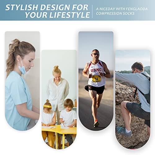 fenglaoda Compression Socks for Women & Men 20-30mmHg Knee High Nurse Pregnant Medical Running Travel Athletic socks - Image 6