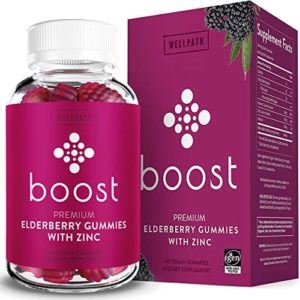 Boost Premium Elderberry Gummies with Zinc (60ct) | Zinc & Vitamin C Elderberry Gummies for Adults | Non-GMO, Vegan Sambucus Black Elderberry Gummy Vitamins