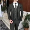 Wangyue Men's Pinstripe Suit Slim Fit 3 Piece Suits Notch Lapel Pinstripe Suit Formal Wedding Business Suit - Image 3