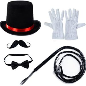 Tigerdoe Ringmaster Costume Accessories - Ringmaster Hat - 5 Accessories - Circus Party Supplies Black