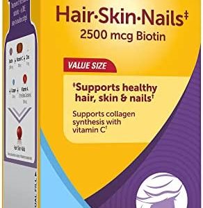 Nature Made Hair Skin and Nails with Biotin 2500 mcg, Dietary Supplement For Healthy Hair Skin and Nails Support, 120 Softgels, 120 Day Supply