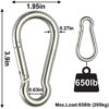 Rtudan 4 Inch Spring Snap Hook Carabiner - 304 Stainless Steel Snap Hook Heavy Duty Carabiner Clip - Image 2