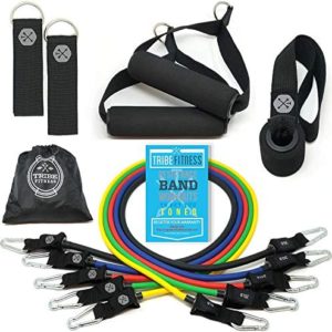 TRIBE Resistance Bands Set and Weights for Exercises I Exercise Bands for Men with Workout Bands, Handles, Door Anchor, Ankle Straps, Carry Bag, Exercise eBook I Resistance Training, Fitness Equipment