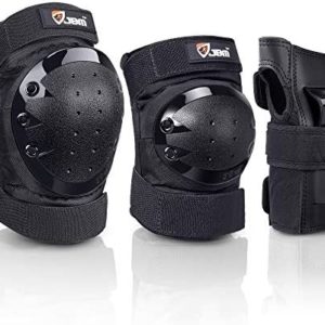 JBM Adult/Youth Knee Pads Elbow Pads and Wrist Guards Full Protective Gear for Skateboarding Skate Inline Riding Beginner Scooter Roller Skater