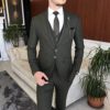 Wangyue Men's Pinstripe Suit Slim Fit 3 Piece Suits Notch Lapel Pinstripe Suit Formal Wedding Business Suit - Image 2
