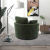 HomSof Accent Barrel Chair and Half 3 Pillows 360 Degree Swivel Round Sofa, Green/Chenille - Image 4